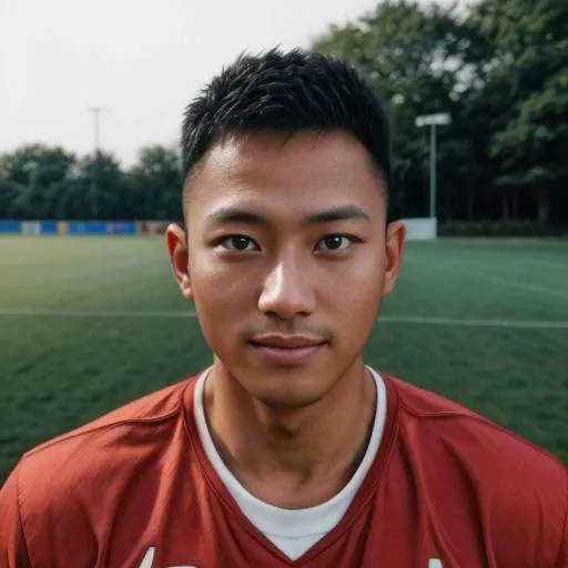 masterpiece, best quality, highres, realistic, handsome, photogenic, masculine, (big muscles),<lora:syahasian:1>, a portrait photo, face of syahnk as a (dark tanned skin:1.4) athletic jock bulging with huge pectorals, in the middle of soccer field, with his smirking dumb face view the viewer, he is bald or shaved head,<lora:add_detail:1>,HDR, octane, 8k, dinamic light,studio light,high detailed skin,high detailed face,DSLR,high quality, film grain, Fujifilm XT3,skin pore