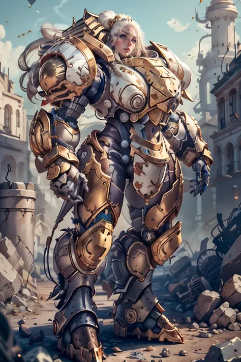 masterpiece, IvoryGoldAI, woman wearing parrley_armor, parrley_armor, big bulky futuristic armor, <lora:IvoryGoldAI:0.8> <lora:Parrley1:0.9>
