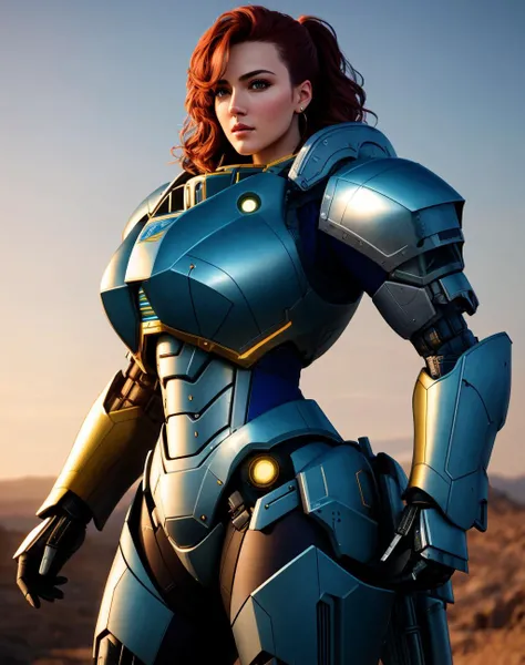 4K, Masterpiece, highres, absurdres,photorealistic, Parrley_armor, a woman in a suit of armor ,wearing Parrley_armor, big bulky futuristic armor<lora:Parrley1:0.7>