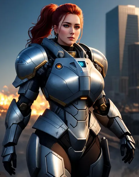 4K, Masterpiece, highres, absurdres,photorealistic, Parrley_armor, a woman in a suit of armor ,wearing Parrley_armor, big bulky futuristic armor<lora:Parrley1:0.7>