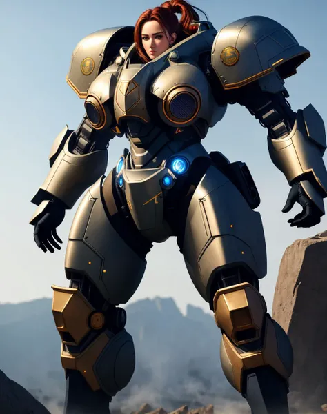 4K, Masterpiece, highres, absurdres,photorealistic, Parrley_armor, a woman in a suit of armor ,wearing Parrley_armor, big bulky futuristic armor<lora:Parrley1:0.7>