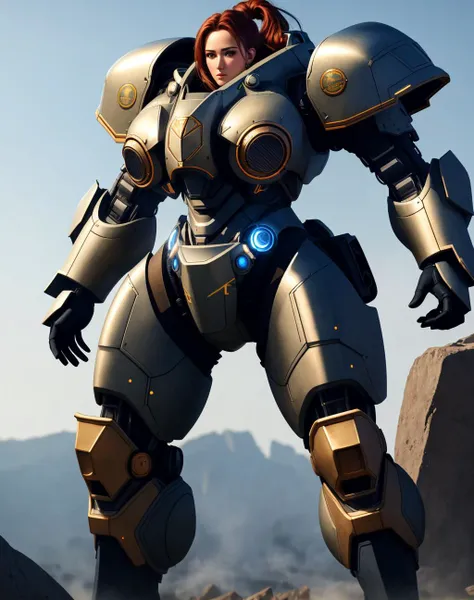 4K, Masterpiece, highres, absurdres,photorealistic, Parrley_armor, a woman in a suit of armor ,wearing Parrley_armor, big bulky futuristic armor<lora:Parrley1:0.7>