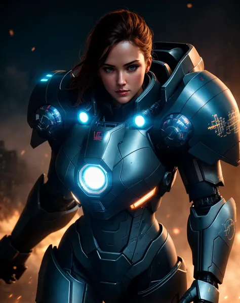 close up shot of 1 Parrley_armor, a woman in a suit of armor ,wearing Parrley_armor, big bulky futuristic armor, serious looking, glowing armor, missiles, lasers,
(battle stance, action pose, running, ), epic scene
city ruin, explosions, smokes, dark, dim light
(( ink and watercolor painting , art by Adrian Smith))
photorealistic, cinematic lighting, dark atmosphere, volumetric lighting, , lots of fine detail, style, photography, natural textures, natural light, natural blur, photorealism, cinematic rendering, ray tracing, highest quality, highest detail, Blur Effect, Long Exposure, 8K, Ultra-HD, Natural Lighting, Moody Lighting, Cinematic Lighting, hyper-realistic, vibrant, 8k, detailed, ultra detail, <lora:ParrleyFLEX:0.6>
