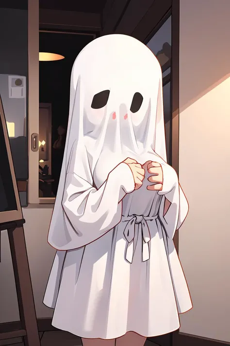 (masterpiece, best quality), 1girl, <lora:ghost_costume:1> ghost_costume