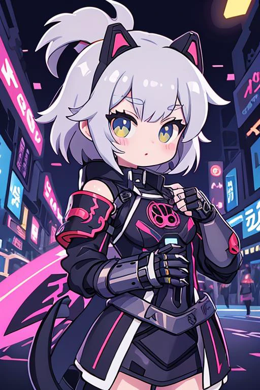 (by Masamune Shirow:0.9) and Makoto Shinkhai, Vector Art, Photograph, Anime, best quality, (Michelle:1.3) , wearing armor inspired by Visa, Looking over the shoulder, Michelle has Gray hair styled as Long layers, Rings, tilt shift, Cyberpunk, manga, intricate mechanical designs, futuristic themes, Sony A9 II, 50mm, fine detail, theatrical, deep aesthetic, deep rich colors, very inspirational