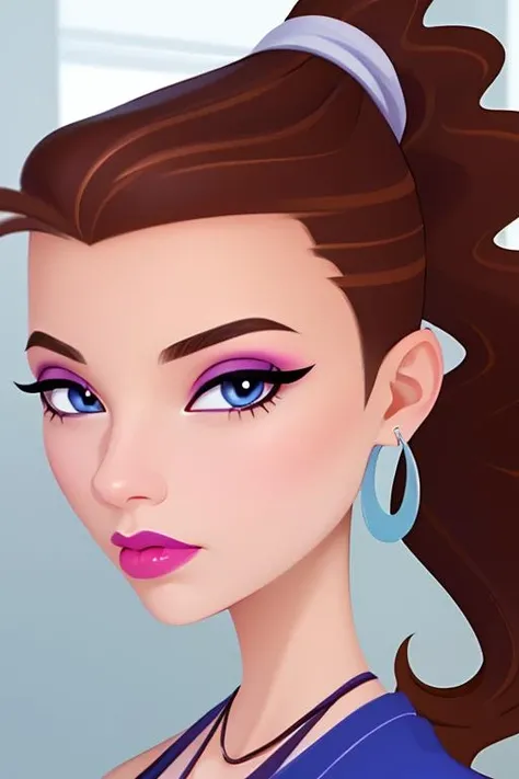 (extremely detailed 8K, high resolution, ultra quality, highly detail eyes, highly detail mouth, highly detailed face, perfect eyes, hd, 2k, 4k, 8k, 16k), <lora:6teen_Tricia:0.7> 6teen_tricia, brown hair, jewelry, earrings, makeup, ponytail, hoop earrings