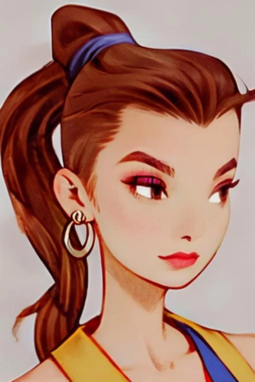 (extremely detailed 8K, high resolution, ultra quality), <lora:Style_fftstyle_v1.8_&_v2.2_merge:1>, <lora:6teen_Tricia:0.5> 6teen_tricia, brown hair, jewelry, earrings, makeup, ponytail, hoop earrings