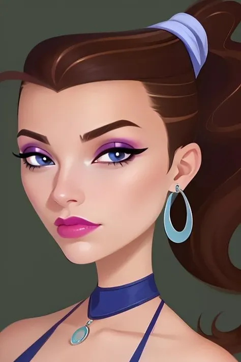 (extremely detailed 8K, high resolution, ultra quality, highly detail eyes, highly detail mouth, highly detailed face, perfect eyes, hd, 2k, 4k, 8k, 16k), <lora:6teen_Tricia-10:0.7> 6teen_tricia, brown hair, jewelry, earrings, makeup, ponytail, hoop earrings