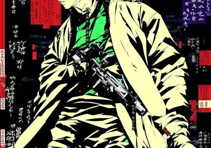 KAN, Kanji, saitama, trending on artstation, psychic energy blast, yoji shinkawa's rendition of intimidating cYBERPUNK HACKER, detailed cYBERPUNK Trenchcoat by Ian McQue, detailed cYBERPUNK architecture by Mamoru Nagano