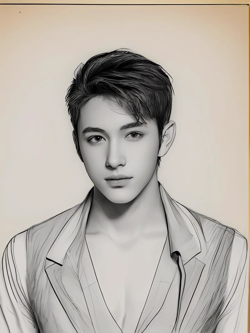 forgotten_pages a drawing of a handsome young man, upper body, looking at viewer <lora:forgotten_pages:0.35>