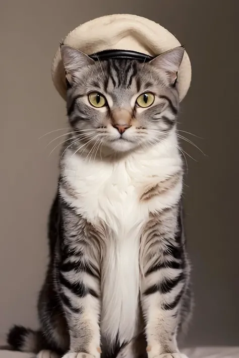 <lora:more_details:0.3>,masterpiece,best quality,a photo of the most handsome cat,with a hat,his name is jack,stylish,
