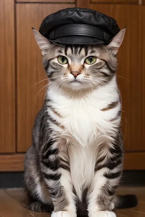 <lora:more_details:0.3>,masterpiece,best quality,a photo of the most handsome cat,with a hat,his name is jack,stylish,