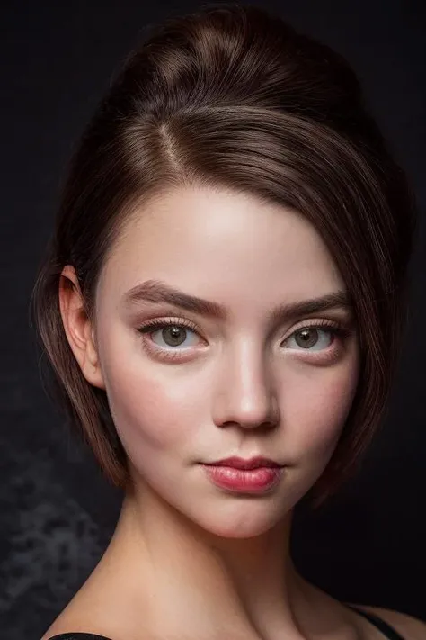 masterpiece, stunning portrait photo of (atyj:1.0), interested , wearing evening gown , with silver Bob , background fall epic (photo, studio lighting, hard light, sony a7, 50 mm, matte skin, pores, colors, hyperdetailed, hyperrealistic), <lora:Anya-Taylor-Joy_Dogu2:1>