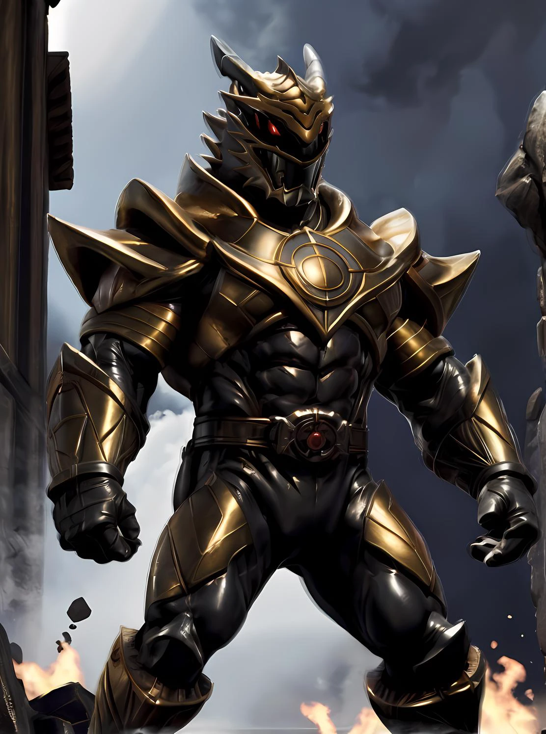 (masterpiece:1.3), (best quality:1.2),
anthro, furry, muscular, biceps, big_arms, old, aged up, mature male, big muscles:1.5, big pecs:1.0, looking viewer standing, shimmering rainbow latex metal, dark saturated blue clothing with shimmering star patterns, is beautiful, is the embodiment of perfection, is a sparkling shimmering sacred beast, chiaroscuro,
Unreal Engine, Hyperdetailed, Anime, Marvel Comics, male, Full body,
ultra high quality model, 8k Ultra HD, perfect composition, beautiful detailed intricate insanely detailed octane render, 8 k artistic photography, photorealistic concept art, soft natural volumetric cinematic perfect light, perfect depth of field shot, ray tracing, photometry, metallic deep colors, beautiful, cute, body in galaxy, chrome body,
(glowing red eyes), evil supervillain, dashing cape, mocking gaze, evil smile, delicate detailed eyes, delicate detailed face, emits and aura of power and majesty, emperor, imperial cape, total body, (Totality Embodiment), (Metapotence - Have absolute power over your own existence and everything related to it), stunning, mythical being, breathtaking beauty, pure perfection, divine presence, unforgettable, impressive, breathtaking beauty, beautiful, auras, rays, vivid colors reflects, being absolute, perfect, physical manifestation of a Muscular Supreme Being, majestic and powerful entity exudes an aura of strength and control, sharp teeth, fangs, (Author Authority, Cosmic Entity that is trans-fictional and truly omnipotent, being absolute, perfect, and undefinable. the end-all be-all of narratives, the creator and the destroyer), sinister looking helmet, dark green bodysuit,
(uploaded and trending on imgur, pixiv, furaffinity, pinterest, e621, inkbunny, tumblr, playground, deviantart, artstation, ),
(in the style of and art by Chunie, jiandou, yupa, kiyosan, darkgem, Null-Ghost, Izrez, twinkle-sez, Adios, OrcFun, Akira Toriyama, Kentaro Miura, Katsuhiro Otomo, Watanabe Kenji, Yoshiki Takaya, Go Nagai, Tetsuo Hara, Riku Sanjo, Koichi Ohata, Masamune Shirow, midjourney, greg rutkowski, raphael, caravaggio, greg rutkowski, beeple, beksinski, giger, artgerm, simon stalenhag, wayne barlowe, igor kieryluk, loish, rhads, ),
<lora:LordDrakkon:0.65> (lord drakkon), armor, helmet, bodysuit, belt, red eyes, gloves, mask, boots, horns, single horn, gold armor, white gloves, vambraces, white bodysuit, <lora:Dragonranger:0.25> Greenranger, green bodysuit, <lora:Kiva:0.25> <lora:ShowaRider:0.25> kamen rider, scarf <lora:White_Ranger:0.25> White_Ranger, solo, black breastplate, detailed helmet and armor <lora:Zen Aku:0.25> Zen Aku <lora:2023-05-12_104009:0.25> å¸çä¾ <lora:Emperor hero_20230901193524:0.25> gold trim, shoulder armor, armor, black bodysuit, <lora:muscle_slider_v1:3.8> <lora:YQ_MaterialEnhancer_:0.5>