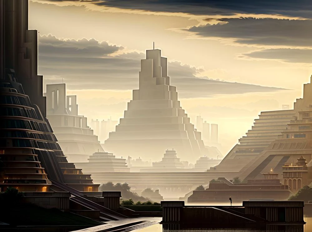 (masterpiece:1.3), (best quality:1.2), chiaroscuro, Unreal Engine, CGI render, Hyperdetailed, vivid colors, modern era photograph, ultra high quality model, 8k Ultra HD, perfect composition, beautiful detailed intricate insanely detailed octane render, soft natural volumetric cinematic perfect light, perfect depth of field shot, ray tracing, photometry, beautiful, metallic deep colors, subsurface scattering, ultra realistic, (photorealism:1.1), 8 k artistic photography, hyperdetailed, absurdly detailed, scenery, city, buildings, idealized American city, busy city center, parks and greenery areas, parks, plazas, modern era photograph, skyscrapers, sumerian, monumental architecture, cuneiform, nisroch,
(uploaded and trending on imgur, pixiv, furaffinity, pinterest, e621, inkbunny, tumblr, deviantart, artstation, ),
(in the style of and art by midjourney, greg rutkowski, raphael, Frank Lloyd Wright, James Gurney, Thomas Kinkade, ),
<lora:SumerianArchitecture:0.85> <lora:waterVFX:0.8> <lora:watervfx:0.65> <lora:YQ_MaterialEnhancer_:0.65> <lora:BrutalistTech-20:0.8> brutaltech, cement
