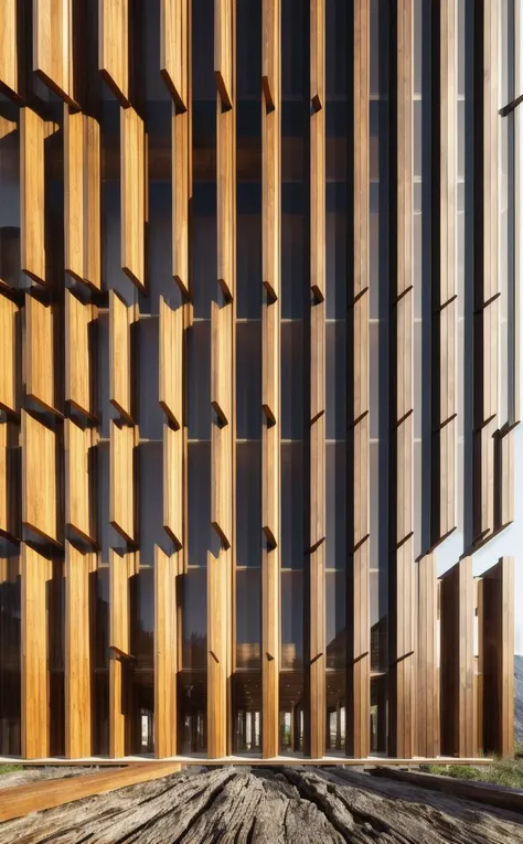 ((masterpiece, best quality)), 8k, modern architecture style, photo realistic, david chipperfield, hyper detailed photo, single box, a digital 3d render of a building, wood, leansflare, mountain, tall building,