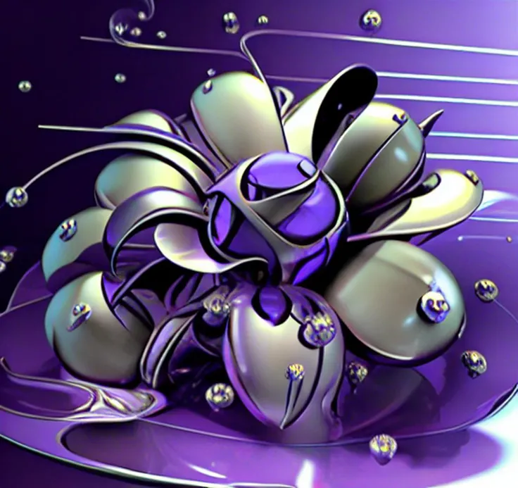 y2k aesthetic <lora:y2kaesthetic:1> 3d render, purple metal flower