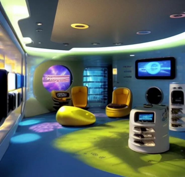 y2k aesthetic <lora:y2kaesthetic:0.9> Internet cafe, interior design