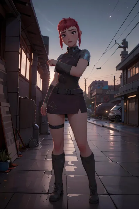 realistic, realism, photorealism, photo-realistic, high contrast, (photorealistic:1.4), 8k high definition detailed realistic, NSFW,(best quality, masterpiece:1.2), photon mapping, radiosity, physically-based rendering, best quality, highly detailed, 1girl, nfnimona, full body, boots, outdoors, street, night,
<lora:nfnimonav3-64:0.7>,