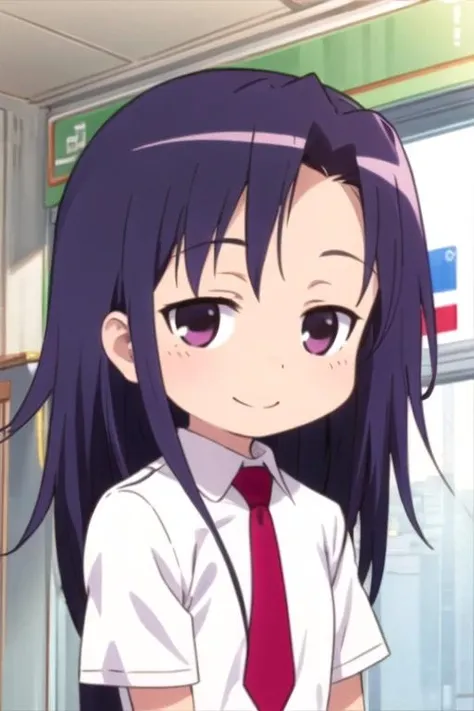 (((pixel-perfect, detail-perfect))), solo, 1girl,  <lora:agiri-killmebaby:0.8>, agiri goshiki, school uniform, necktie, looking at viewer, smile