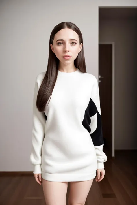 raw photo realistic, masterpiece, best quality, EstherP <lora:EstherPovitskyV01:1>, solo, <lora:polyhedron_skinny_all:.4>, very detailed symmetrical eyes, posing in a minimalist apartment, long sleeve modern clothing , high resolution, 8k, photo, depth of field