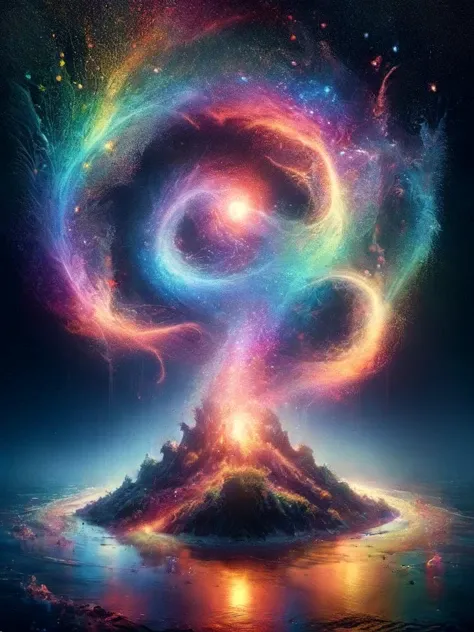 ozric tentacles, cloaked within luminous particles, fine art, dramatic, amazing atmosphere, masterpiece, ultra detailed, swirling rainbows, exceptional realism, neon colors, detailed images, intricate surroundings, <lora:Particles_Style_SDXL:1> <lora:xl_more_art-full_v1:1>