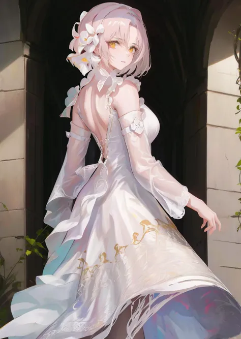 1girl,  mature female,white dress,look back,<lora:betterLegwearsLora_offSet:0.6>n <lora:LoconLoraGirls_v10:1>