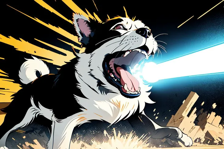 (best quality, ultra detailed), 1dog, yomama_beam, open mouth, beam from mouth, <lora:yomama_kamehameha_beam_v2:0.8>