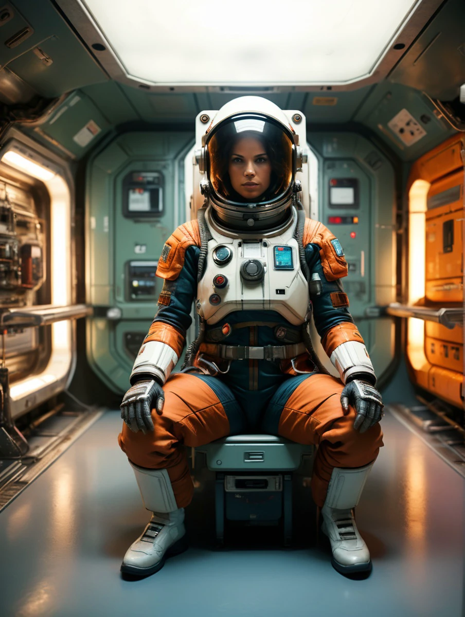 kylie, Horror-themed, nostromostyleai, wearing retro-futuristic space suit,
in space station air lock - hatch with portal view of space nebula, bench, reinforced walls, lockers, spacesuits on hangers, helmets, black and chrome theme, sacred geometry, distressed scratched patina textures.
(solo, full body:1.3), (looking away:1.2), (haze, fog, mist:1.2), chiaroscuro, AnalogRedmAF Colorful stunningly beautiful woman, stunningly rapturously gorgeous : Black ink flow: 8k resolution photorealistic masterpiece: by Aaron Horkey and Jeremy Mann: intricately detailed fluid gouache painting
BREAK
finely detailed skin, sharp focus, (cinematic lighting), collarbone, night, soft lighting, dynamic angle, (detailed face:1.2),
Eerie, unsettling, dark, spooky, suspenseful, grim, highly detailed, (skin details, skin texture, pores) 4k, uhd,
(film grain, bokeh, shallow depth of field, sharp focus, full sharp, vignette:1), rule of thirds, (hyper detailed, highly detailed, volumetrics)
BREAK
shot with arri alexa mini, (miniature effect, expired film, warm tones, analog, light leaks, vintage photography, selective focus, highly detailed, vibrant, perspective control, tilt shift), subsurface scattering, f2, 35mm, detailed eyes, perfect eyes, detailed lips, detailed nose, detailed face, detailed hands, detailed fingers, perfect fingers, detailed fingernails, detailed clothing and accessories
<lora:add-detail-xl:1>
<lora:xl_more_art-full_v1:0.5>
<lora:AnalogRedmondV2-Analog-AnalogRedmAF:0.1>
<lora:Kylie_SDXL_v1b_Platypus:1> <lora:NostromoStyleAIv2:0.8>