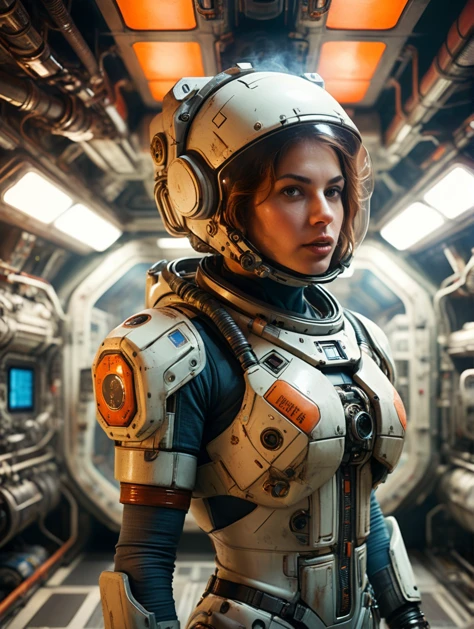 kylie, Horror-themed, nostromostyleai, wearing retro-futuristic space suit,
in space station engine room - massive mechanical machinery, hydraulic systems, turbines, metal panels grates latches, splashed oil, massive bolts, ventilation ducts, corroded oil barrels, high ceiling, rust, corrosion, distressed scratched patina textures, sacred geometry, mist, sweat, sweat stains on clothes.
(solo, full body:1.3), (looking away:1.2), (haze, fog, mist:1.2), chiaroscuro, AnalogRedmAF Colorful stunningly beautiful woman, stunningly rapturously gorgeous : Black ink flow: 8k resolution photorealistic masterpiece: by Aaron Horkey and Jeremy Mann: intricately detailed fluid gouache painting
BREAK
finely detailed skin, sharp focus, (cinematic lighting), collarbone, night, soft lighting, dynamic angle, (detailed face:1.2),
Eerie, unsettling, dark, spooky, suspenseful, grim, highly detailed, (skin details, skin texture, pores) 4k, uhd,
(film grain, bokeh, shallow depth of field, sharp focus, full sharp, vignette:1), rule of thirds, (hyper detailed, highly detailed, volumetrics)
BREAK
shot with arri alexa mini, (miniature effect, expired film, warm tones, analog, light leaks, vintage photography, selective focus, highly detailed, vibrant, perspective control, tilt shift), subsurface scattering, f2, 35mm, detailed eyes, perfect eyes, detailed lips, detailed nose, detailed face, detailed hands, detailed fingers, perfect fingers, detailed fingernails, detailed clothing and accessories
<lora:add-detail-xl:1>
<lora:xl_more_art-full_v1:0.5>
<lora:AnalogRedmondV2-Analog-AnalogRedmAF:0.1>
<lora:Kylie_SDXL_v1b_Platypus:1> <lora:NostromoStyleAIv2:0.8>