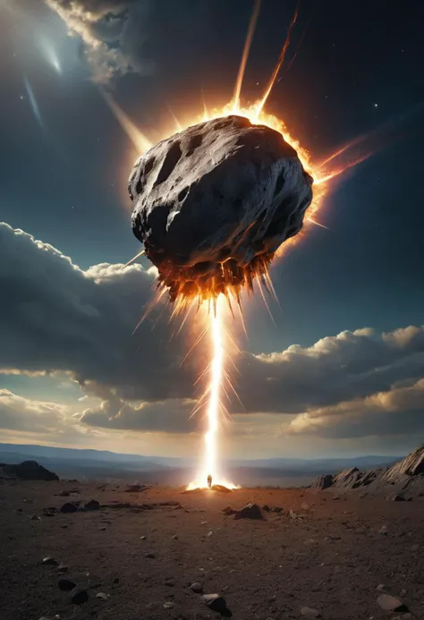 Digital artwork, a meteor falling from the sky unto the Earth, some say it's a fallen angel, masterpiece, 8k, hdr, analog film, kodachrome