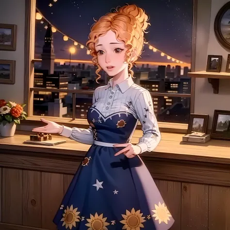 ((masterpiece, best quality)),(complex lighting),1girl, Valerie frizzle,dress, <lora:Ms_frizzle1-10:0.8>