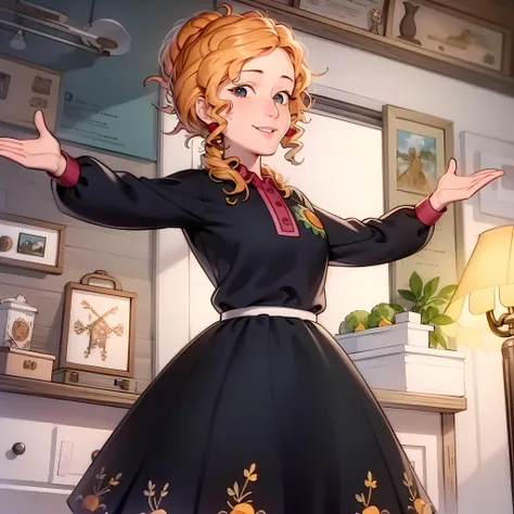 ((masterpiece, best quality)),(complex lighting),1girl, Valerie frizzle,dress, <lora:Ms_frizzle1-10:0.8>,cute,cute smile