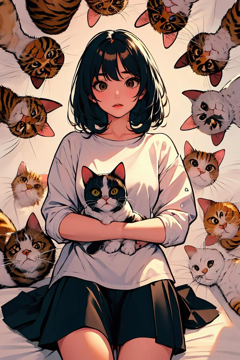 (masterpiece, best quality), 1girl, <lora:comingto:1> surrounded by cat,