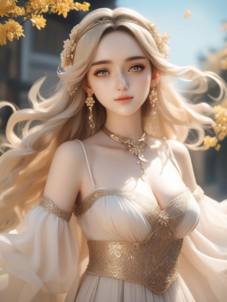 (masterpiece,best quality:1.5),ultra realistic,32k,RAW photo,(high detailed skin:1.2), 8k uhd, dslr, soft lighting, high quality, film grain,Depth of field 270mm ,(ðï¸),ð³, pretty girl,goddess of love, royal style, Beige dress,(ð,âï¸,â¨),((wind)), sexy, large breast, industrial, anime