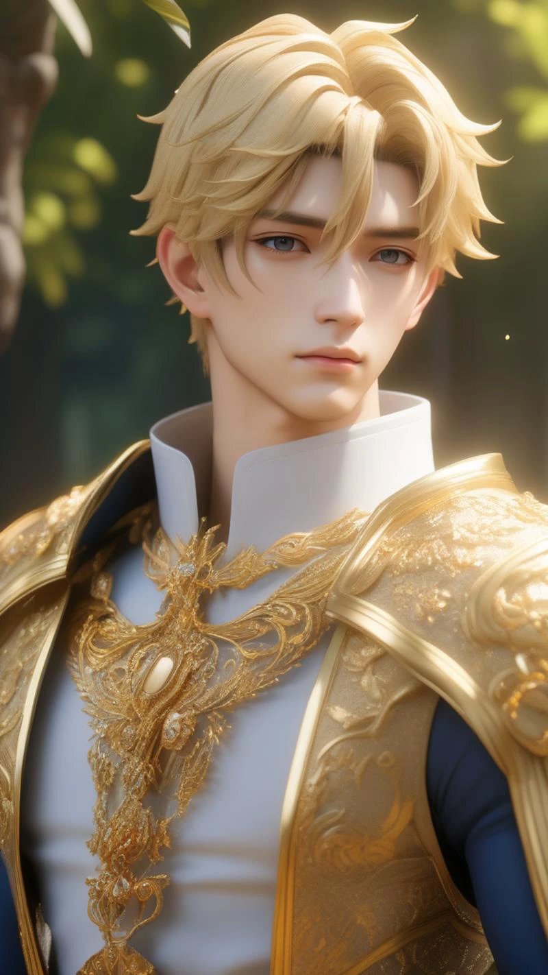 (masterpiece,best quality:1.5),ultra realistic,32k,RAW photo,(high detailed skin:1.2), 8k uhd, dslr, soft lighting, high quality, film grain,specular lighting ,(,ð),ð¸,ðªµ,ð³, masculine ,strong ,royal style, gold accessories,short hair,, anime