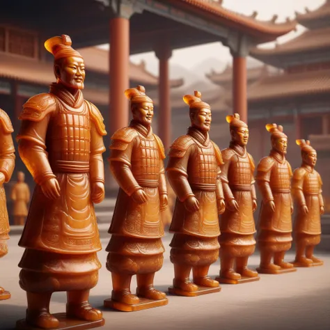 ral-amber, long view of 5 amber terracotta warriors, background is a Chinese palace, elaborate architecture, sharp focus,
<lora:ral-amber-sdxl:0.7>,
SK_3DRENDER, SK_Cinematic,