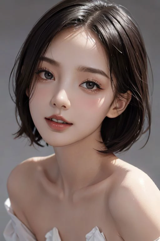 ((masterpiece)), ((best quality)),(portrait of beautiful girl),perfect detailed seductive eyes, perfect detailed face, ultra-detailed nose, smirk, naked body,open oversized shirts, radom color shorts, perfect teeth, perfect detailed nipple,((medium breast)),charming, perfect detailed face, shiny ((dripping wet skin:1.0)), depth of field, highres,((real skin texture)), (ywell-proportioned hands), thin lips, floating random color hair, thin waist, slender figure, random pastel color background, high angle shot:1.5