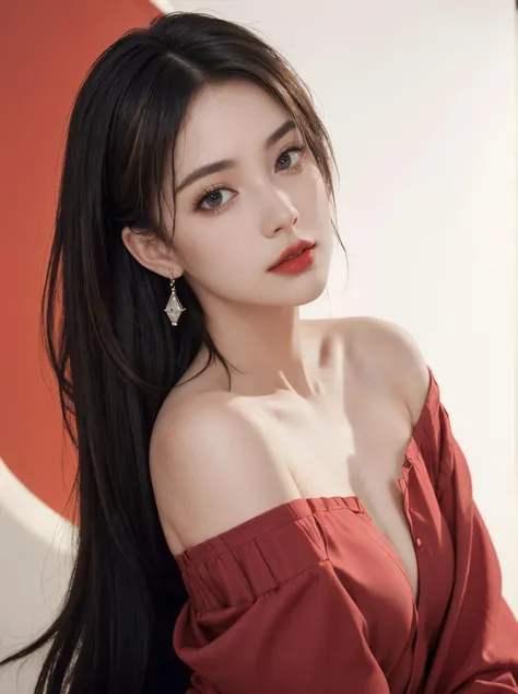 thin lips,Bright red lipstick,big eyes,black eyes,looking at viewer, 
(masterpiece, best quality:1.4),(photorealistic:1.4)(realistic, photo-realistic:1.4),8k UHD,ultra high res,