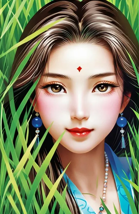 Thick layered papercut art of A close-up grass portrait photograph of a beautiful young ancient Chinese female student, with perfect face and hair, focused on her bright, wearing Chinese-style jewelry., engaging smile, full of grass colors, crisp and clean lines, trending on fashion and beauty websites, sharp focus, Chinese style books, <lora:SDXL_Glass_Sa_May:1> . Deep 3D, volumetric, dimensional, depth, thick paper, high stack, heavy texture, tangible layers