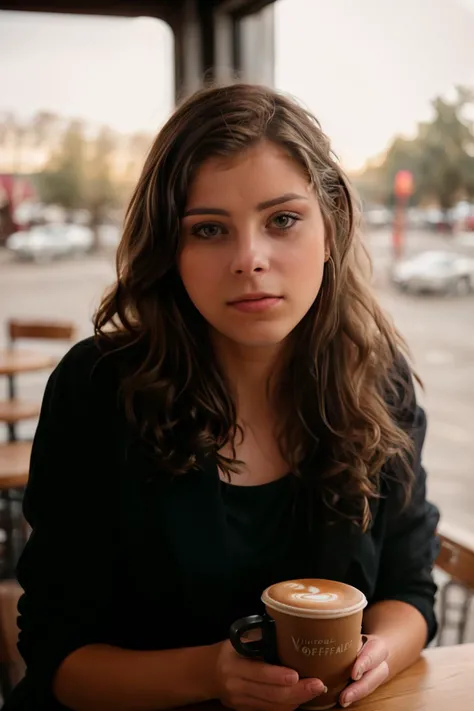 <lora:Zaneta:0.8> full color portrait of a young woman,having coffee at a vintage cafe, light brown hair, natural light, RAW photo, subject, 8k uhd, dslr, soft lighting, high quality, film grain, Fujifilm XT3, Nikon D850