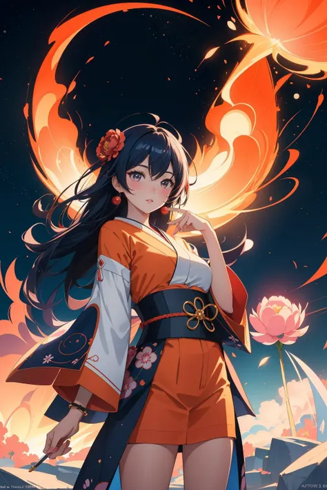 1girl, masterwork Japanese Vintage Poster of a DayGlo orange space with Peony, (dark blue theme:0.7) , Hairy Attractive Industrial ([Pencil sharpener|Campground]:1.3) , it is designed by Samsung, it is covered in Fire, Hypnotic Abbaye aux Dames in background, at Dawn, tilt shift, ultrafine detailed, Cosy, Native Art, cinematic lighting, F/2.8, Fujicolor, triadic, arcane, trending on artstation, ultra high res, [ (sculpture art stylized by Sudersan Pattnaik:1.2) | (John Butler Yeats:1.0) ]