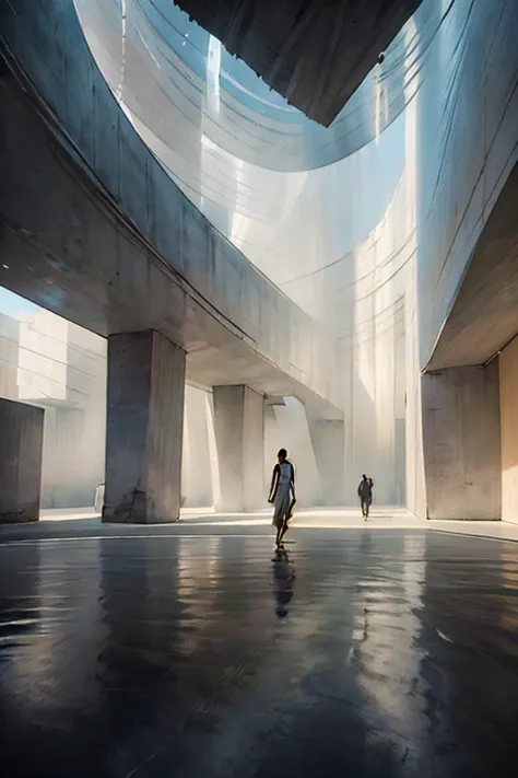 (masterpiece, top quality, best quality, official art, beautiful and aesthetic:1.2), (8k, best quality, masterpiece:1.2, ), photo_scale, solo, standing, 1girl, scenery, reflection, silhouette, <lora:CGphotobuilding asw:1>