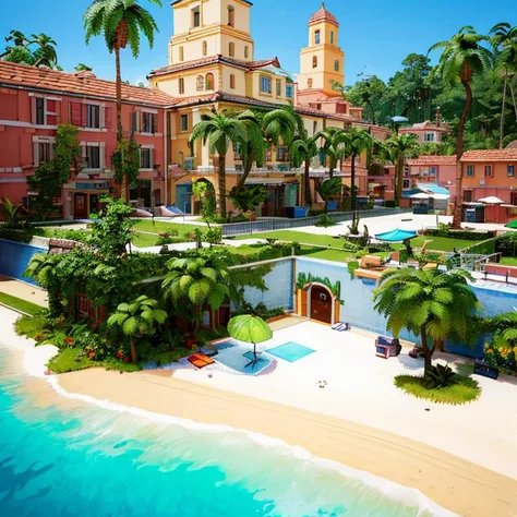 ((masterpiece,best quality)), absurdres,
<lora:Delfino_Plaza:0.8>, Delfino_Plaza, small house, palm tree, ocean, beach,