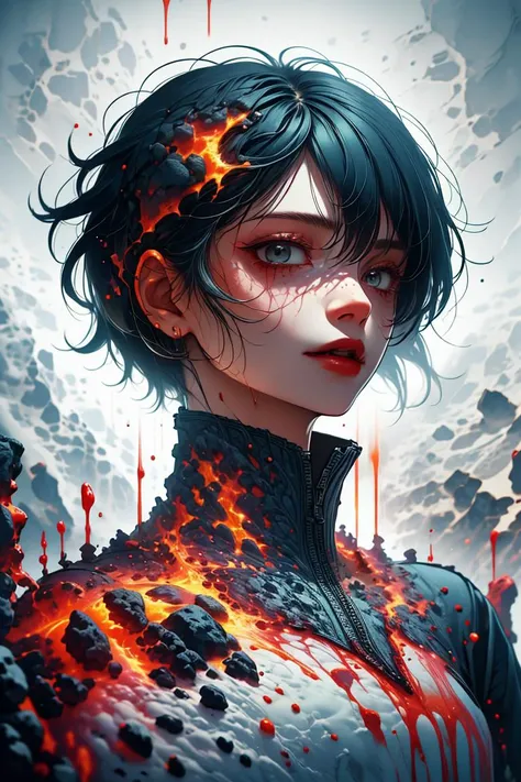 (Disgusting Photo:1.3) of (Ultra detailed:1.3) a photo of a woman, (black hair:1.2), <lora:ral-lava-sd15:0.9> ral-lava, lava <lora:Gun2HeadV4:0.8> g2h, gun to head, handgun, holding gun, fg2h, fingergun <lora:Constricted PupilsV3:1> constricted pupils, small pupils,Highly Detailed,(close portrait:1.3),thematic background, <lora:LCM_LoRA_Weights_SD15:1>