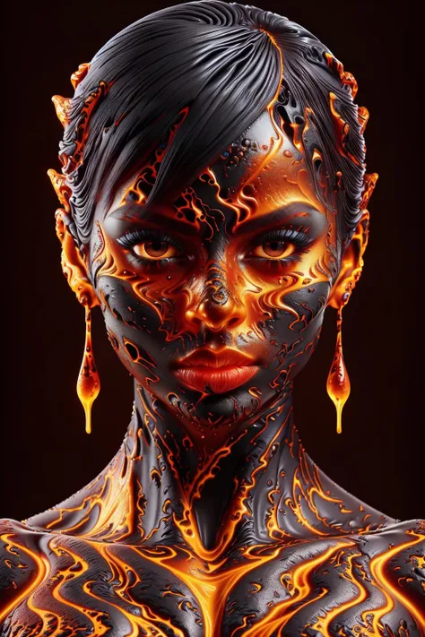 molten, Lava, molten fashion, (sharp focus:1.2), portrait, ((posing)), (beautiful face:1.1), detailed eyes, luscious lips, ((skindentation)), (bright studio lighting:1.2), depth of field, bokeh, 4K, HD ral-lava , ral-lava <lora:ral-lava-sd15:1>