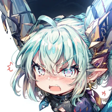 masterpiece,best quality,chibi,cute,emoji,icon,1girl,tiamat \(fate\),FirLarva,symbol-shaped eyes,horns,curled horns,pointy ears,(angry expresison, angry),simple background,<lora:FGOTiamatv2:0.8>,<lora:Chibiv2:0.7>,