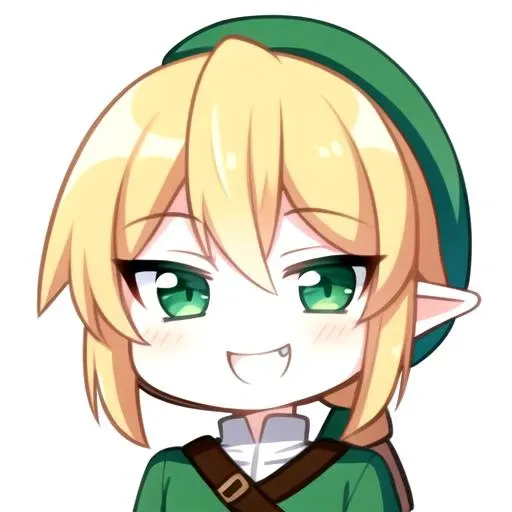 the face of a cute boy in a green tunic a smug expression, smug, blond hair, blue eyes, <lora:Chibiv2:.65>, chibi, emoji, icon, white background,, (masterpiece), (incredible detail), 4k, (1boy),  best quality, incredible detail, 4k, masterpiece, hat, Link, the legend of zelda,  <lora:link_v1:.5>