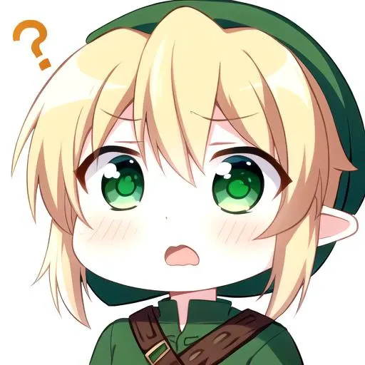 the face of a cute boy in a green tunic in a confused expression, confused, question mark, blond hair, blue eyes, <lora:Chibiv2:.65>, chibi, emoji, icon, white background,, (masterpiece), (incredible detail), 4k, (1boy),  best quality, incredible detail, 4k, masterpiece, hat, Link, the legend of zelda,  <lora:link_v1:.5>
