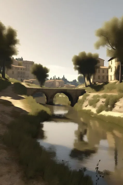 <lora:Jean-Baptiste-Camille Corot Style:1>Jean-Baptiste-Camille Corot Style - Generate a landscape in the style of Jean-Baptiste-Camille Corot's realism, featuring a sunlit Roman countryside with a tranquil river.